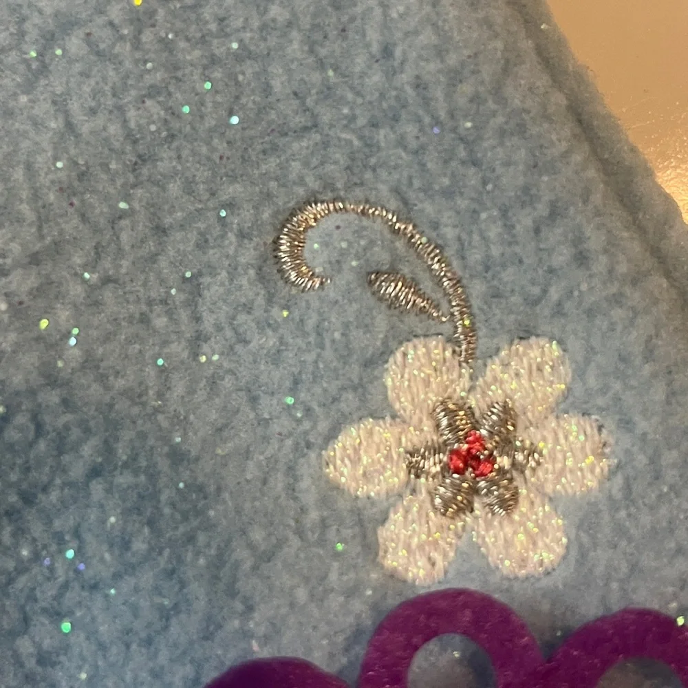 Disney FROZEN Elsa & Anna Blue Glittery Warm Gloves with Floral Design